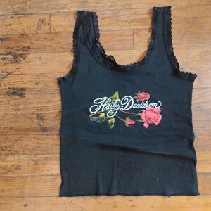 Harley-Davidson Vintage 3 D Emblem Crop Tank Top
